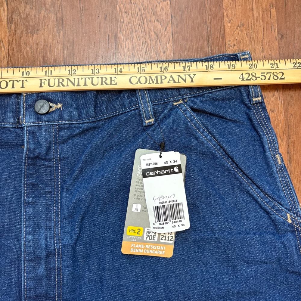 Carhartt FRB13 DNM Flame Resistant Denim Dungaree Mens 40x34 Blue Work Pants NWT - Picture 4 of 6